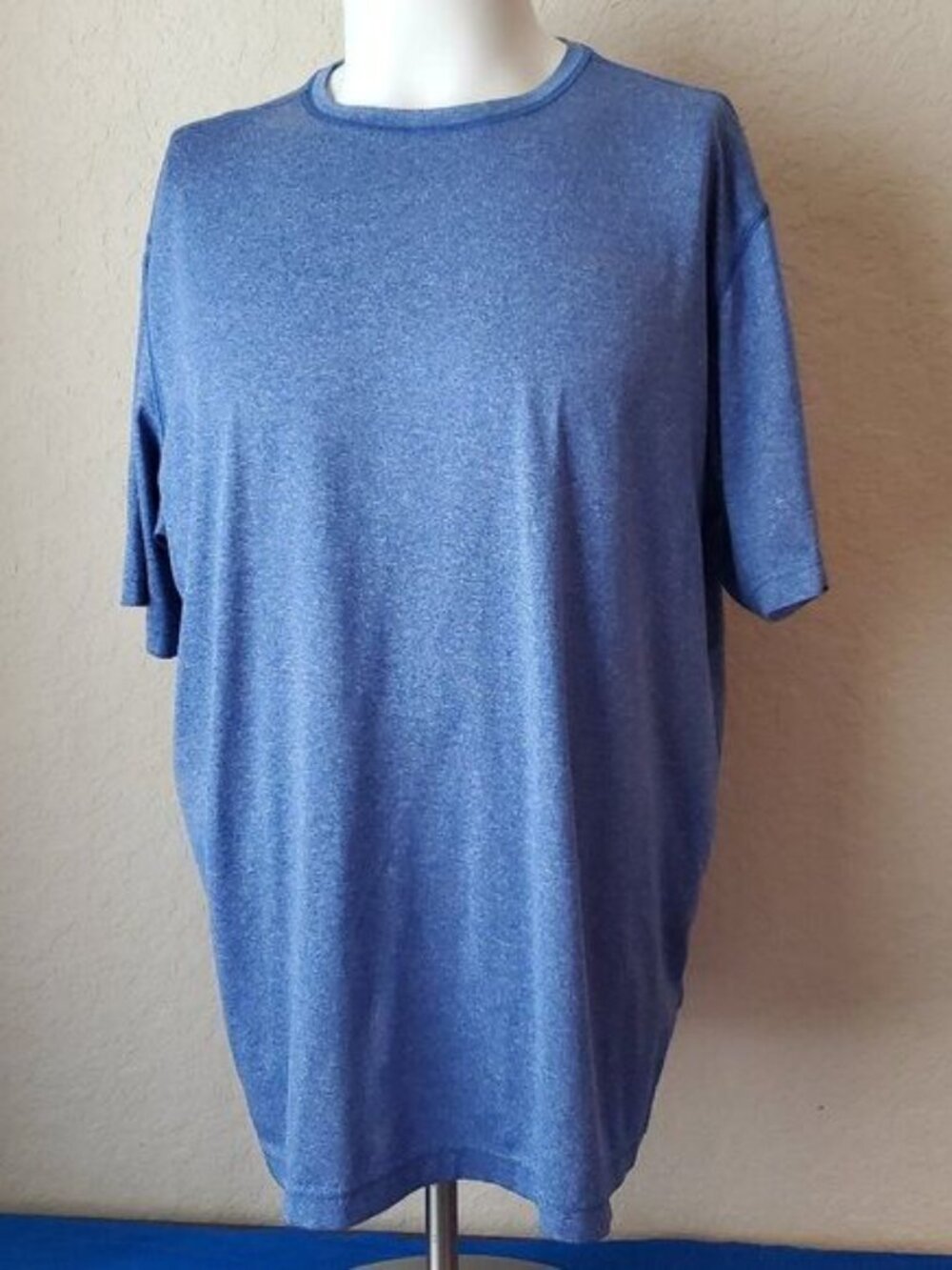 Eddie Bauer Men's XL Performance Shirt Heather Blue Short Sleeve Hiking Active T